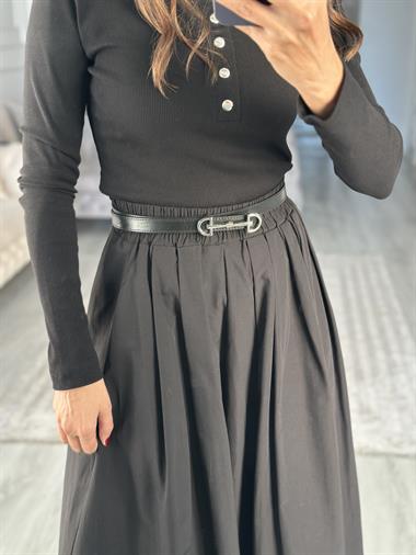 Siyah Gümüş MD Tokalı Kadın Kemer