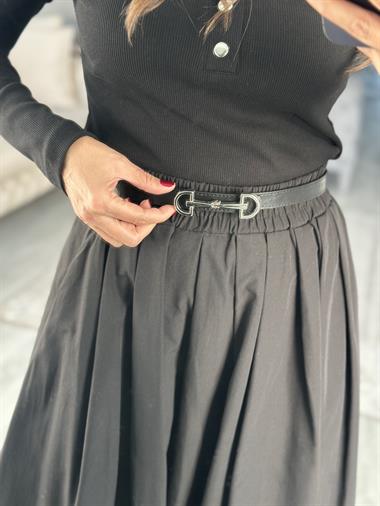 Siyah Gümüş MD Tokalı Kadın Kemer