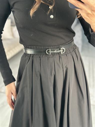 Siyah Gümüş MD Tokalı Kadın Kemer