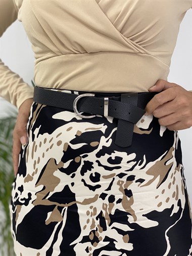 Siyah Gümüş Tokalı Kadın Kemer