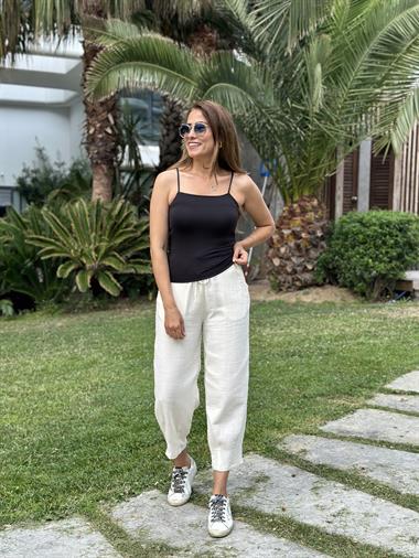 Siyah İp Askılı Kare Yaka Kadın Body