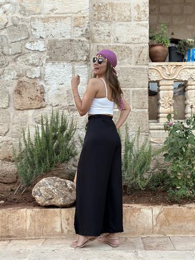 Siyah Kapaklı Bağlamalı Kadın Pantolon