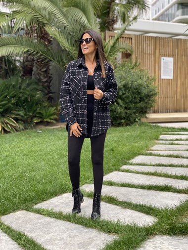 Siyah Kareli Tüvit Kadın Gömlek