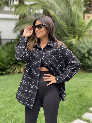 Siyah Kareli Tüvit Kadın Gömlek