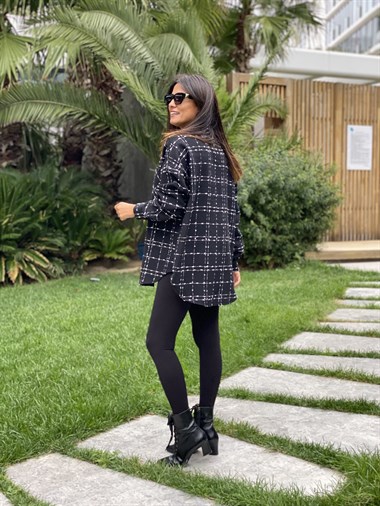 Siyah Kareli Tüvit Kadın Gömlek