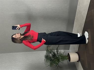 Siyah Kemeri Geniş Lastikli Cepli Palazzo Kadın Kumaş Pantolon