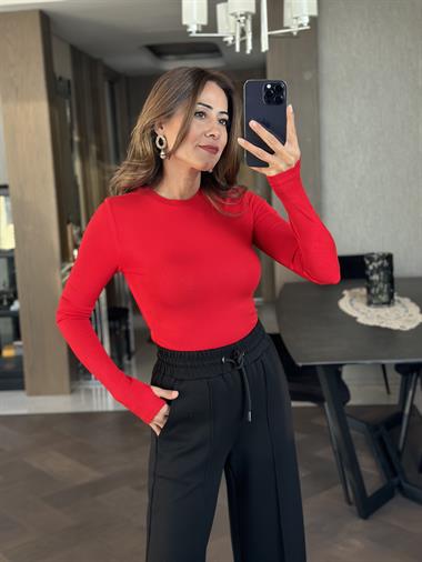 Siyah Kemeri Kuşgözlü Önü Dikiş Detay Palazzo Kadın Pantolon