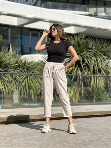 Siyah Kısa Kol Bisiklet Yaka Kadın Body