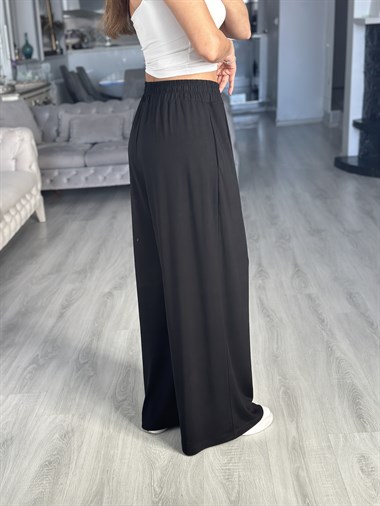 Siyah Konforlu Modal Cepli Kadın Pantolon