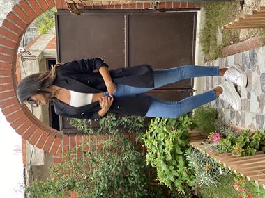 Siyah Kruvaze Yaka Düğmeli Kadın Ceket