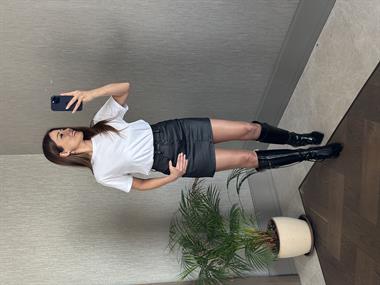 Siyah Marka Model Mumlu Kadın Mini Jean Etek