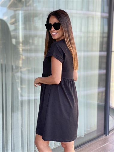 Siyah Mini Robadan Penye Elbise