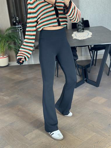 Siyah Modal İspanyol Paça Kadın Tayt