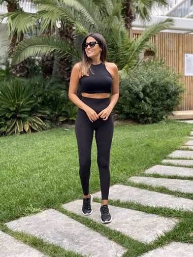 Siyah Ultra Yüksek Bel Kadın Tayt