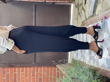 Siyah Paça Pensli Beli Lastikli Aerobin Kadın Pantolon