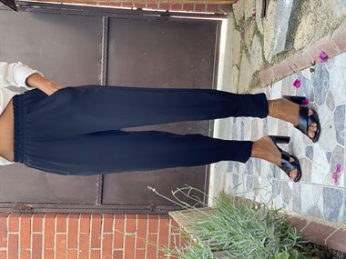 Siyah Paça Pensli Beli Lastikli Aerobin Kadın Pantolon