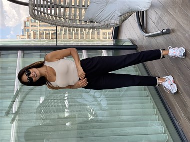 Siyah Paçası İşleme Detay Ham Keten Kadın Pantolon