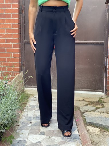 Siyah Palazzo Aerobin Kadın Pantolon