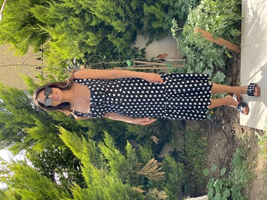 Siyah Puantiye Askılı Bürümcük Kadın Elbise