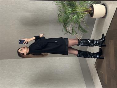 Siyah RL Model Bisiklet Yaka Önü Ayıcık Nakışlı Kadın Triko Kazak