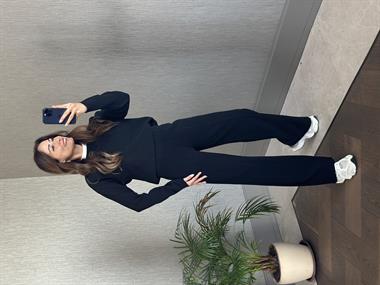 Siyah Selanik Eteği Ve Paçası Kesik Sweatshirt Pantolon Kadın Alt Üst Takım