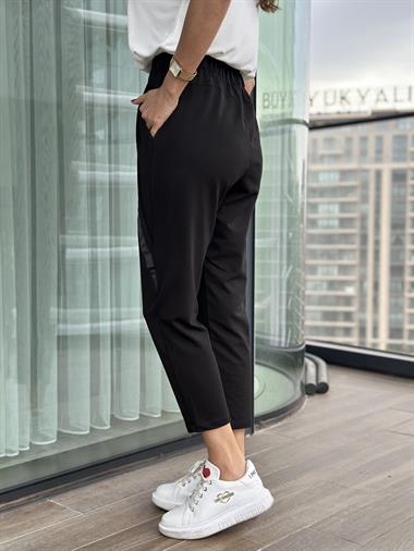 Siyah Şerit Detay Cepli Kadın Eşofman Altı