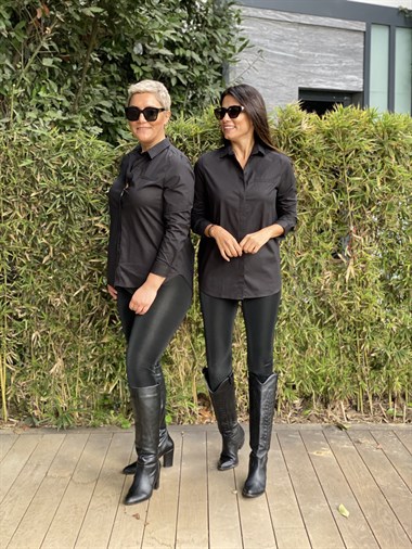 Siyah Sırt Çapraz Boyfriend Kadın Gömlek