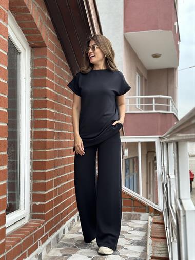 Siyah T-Shirt Pantolon Modal Kadın Alt Üst Takım