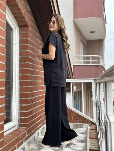 Siyah T-Shirt Pantolon Modal Kadın Alt Üst Takım