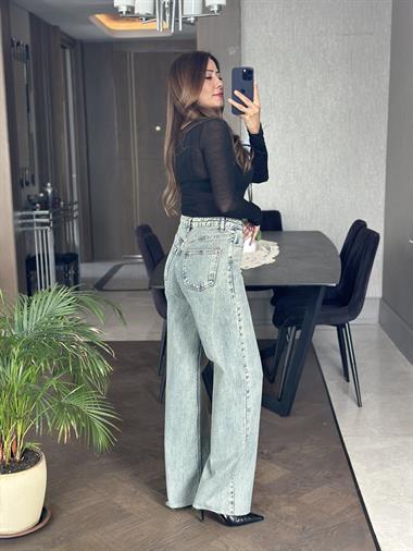 Siyah Transparan Geniş Yakalı Uzun Kol Kadın Bluz