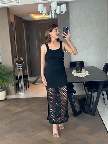 Siyah Triko Bluz Etek Kadın Alt Üst Takım