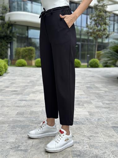 Siyah Tünelli Atlas Kadın Pantolon