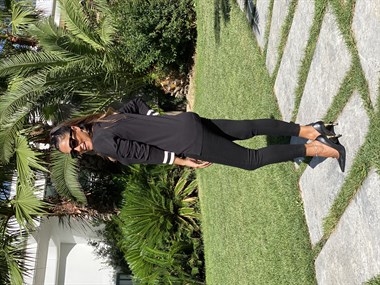 Siyah V Yakası Çizgili Merserize Kadın Bluz