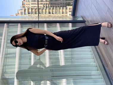 Siyah Vatkalı Maksi Boy Penye Elbise