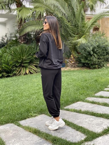 Siyah Wellbeing İki İplik Kadın Eşofman Takım