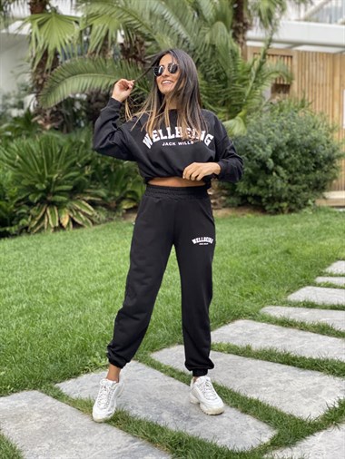 Siyah Wellbeing İki İplik Kadın Eşofman Takım