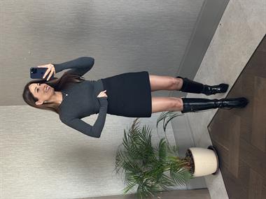 Siyah Yanı Fermuarlı Çelik Kumaş Kadın Şort Etek