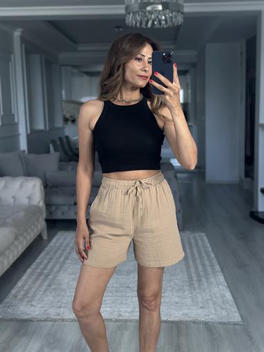 Siyah Yüzücü Yaka Crop Top Kadın Body