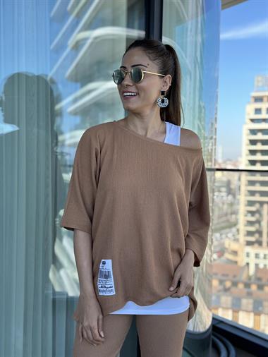 Taba Armalı Dar Paça Bürümcük Üçlü Kadın Takım