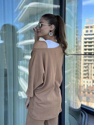 Taba Armalı Dar Paça Bürümcük Üçlü Kadın Takım