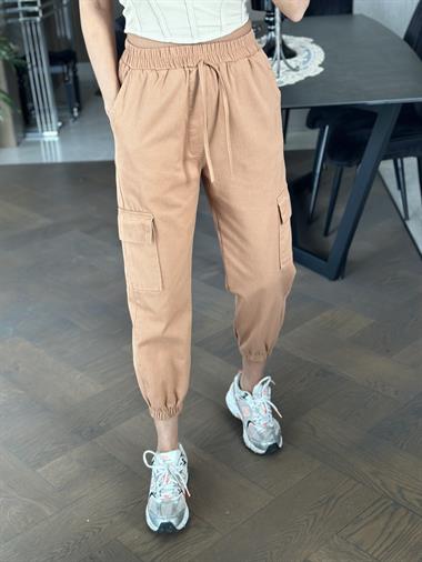 Taba Bel Ve Paça Lastikli Komando Kadın Pantolon