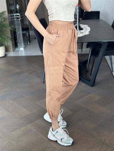 Taba Bel Ve Paça Lastikli Komando Kadın Pantolon