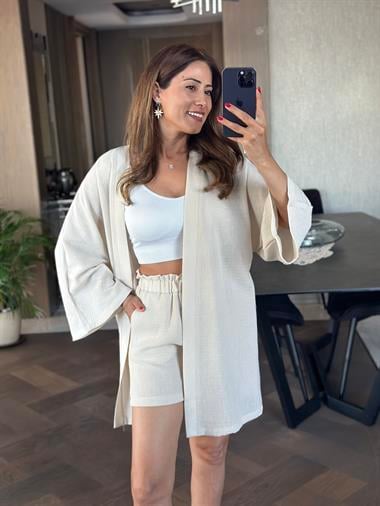 Taş Aerobin Şortlu Kimono Kadın Alt Üst Takım
