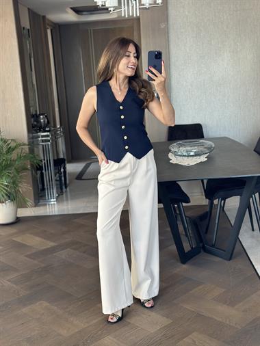 Taş Atlas Kumaş Palazzo Kadın Pantolon