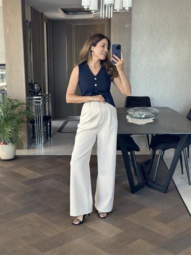 Taş Atlas Kumaş Palazzo Kadın Pantolon