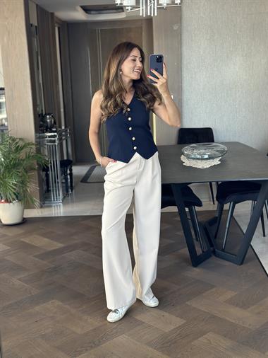 Taş Atlas Kumaş Palazzo Kadın Pantolon