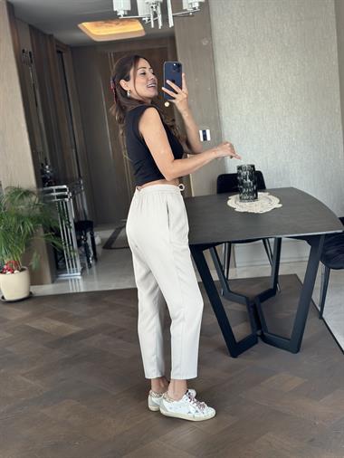 Taş Kuşgözü Beli Bağcıklı Cepli Kadın Pantolon