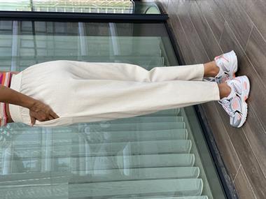 Taş Beli Örgü Kemerli Kadın Pantolon