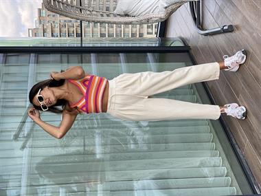 Taş Beli Örgü Kemerli Kadın Pantolon