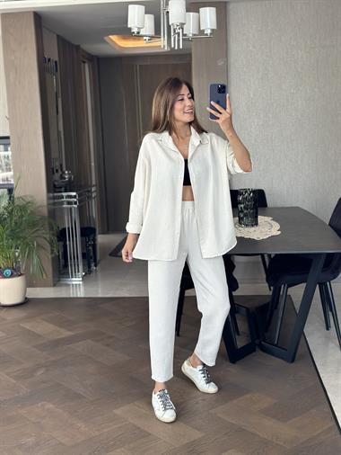 Taş Keten Oversize Kadın Gömlek